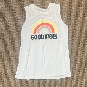 Women's 'Good Vibes' Rainbow Tank Top - White